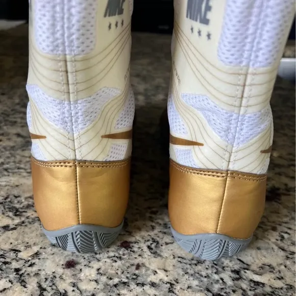 Nike White and Gold Hyper Ko Shoes