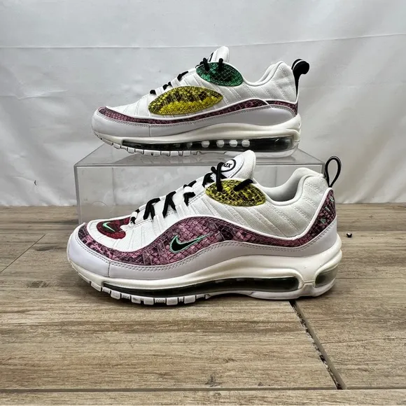 Nike Womens Air Max 98 PRM Snakeskin BV1978-100 White Low Top Lace Up Shoes Sz 8