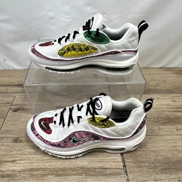 Nike Womens Air Max 98 PRM Snakeskin BV1978-100 White Low Top Lace Up Shoes Sz 8
