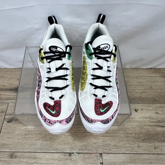 Nike Womens Air Max 98 PRM Snakeskin BV1978-100 White Low Top Lace Up Shoes Sz 8