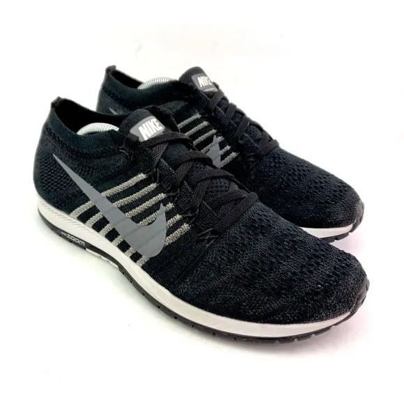 Nike Zoom Flyknit Streak Mens Size 7 Womens Sz 8.5 Black Sneaker Shoes 835994-01