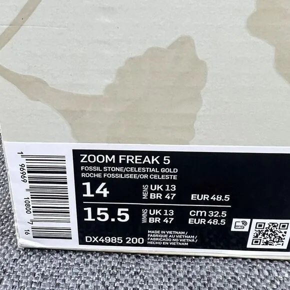 Nike Zoom Freak 5 Fossil Stone Basketball Shoes Men's Size 14 DX4985-200
