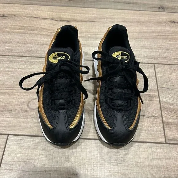 Nike Air Max 95 Youth 1Y Sneaker Shoes Black Metallic Gold 905461-032