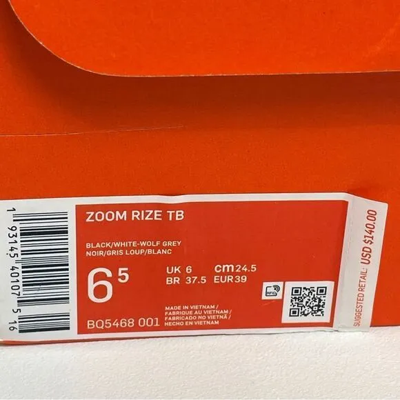 Nike Basketball Shoes Zoom Rize Sneakers TB BQ5468-001 Size 6.5