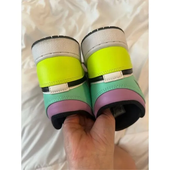 Nike Kid's Boy's Jordan 1 Mid GS Pastel Sneaker Shoes White Green Size 5.5Y