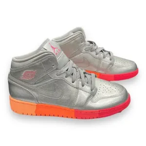 Nike Sneakers Kids 6Y Silver Air Jordan 1 High Top Pink Youth Activewear Orange