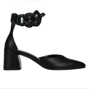 Nila &amp; Nila Black ankle chain zip up pointed toe shoes SZ 36 NWT