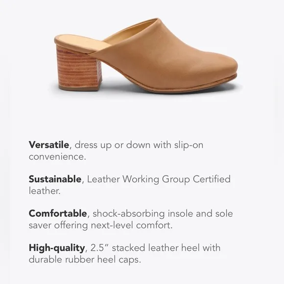 NISOLO All-Day Heeled Mule Almond Size 9