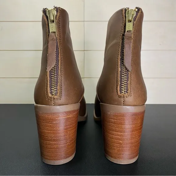 Nisolo Dari Ankle Boots Brown Leather Women's Size 8.5 Shoes Zip Booties
