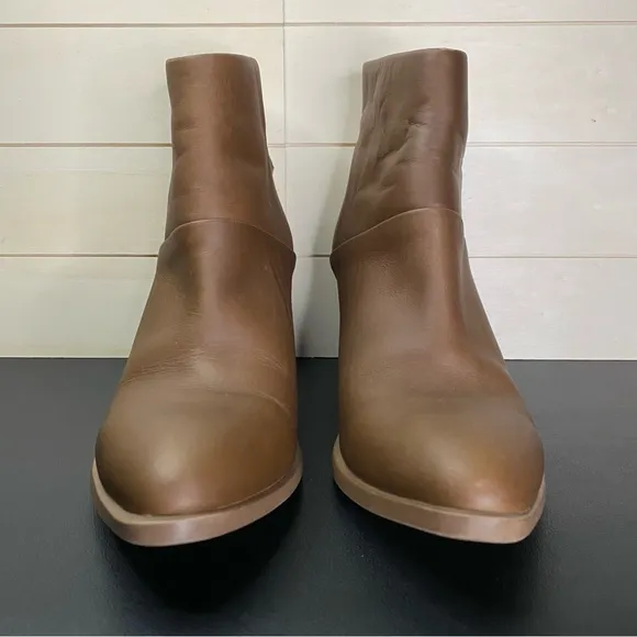 Nisolo Dari Ankle Boots Brown Leather Women's Size 8.5 Shoes Zip Booties