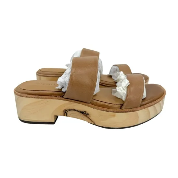 Nisolo Ellie Leather All-Day Wooden Clog in Almond Size 5 NWT