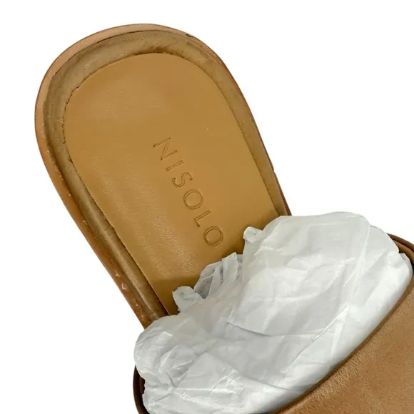Nisolo Ellie Leather All-Day Wooden Clog in Almond Size 5 NWT