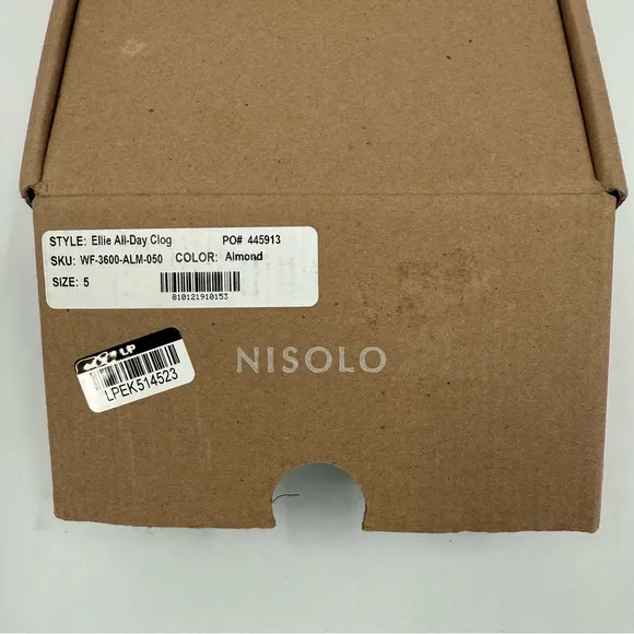Nisolo Ellie Leather All-Day Wooden Clog in Almond Size 5 NWT