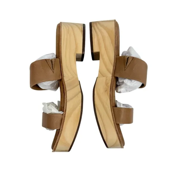 Nisolo Ellie Leather All-Day Wooden Clog in Almond Size 5 NWT