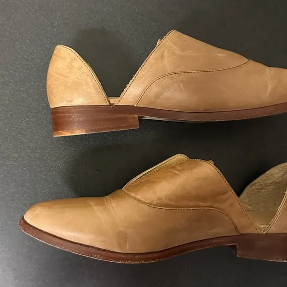 Nisolo Women’s Oxford D’Orsay 2.0 Flats Shoes Almond Beige Tan 8.5 Leather