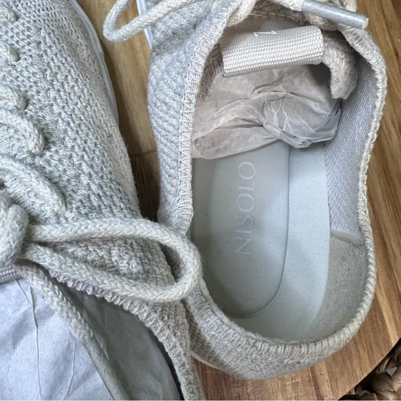 Nisolo x Anthropologie Women's Go-to Eco-Knit Sneaker | new in box linen