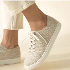 Nisolo x Anthropologie Women's Go-to Eco-Knit Sneaker | new in box linen