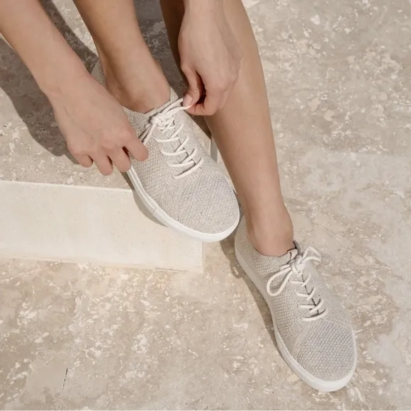 Nisolo x Anthropologie Women's Go-to Eco-Knit Sneaker | new in box linen