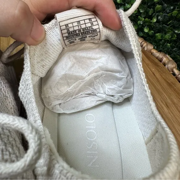 Nisolo x Anthropologie Women's Go-to Eco-Knit Sneaker | new in box linen