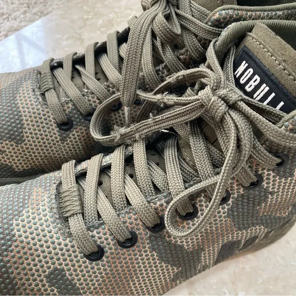 NoBull High-Top Woodland Camo Trainer Shoes, Men’s Size 6/Women’s 7.5