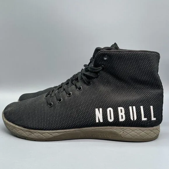 Nobull Mens 11.5 Black Sneakers High Top Lace-Up Ivy Trainer Outwork Shoes Ankle