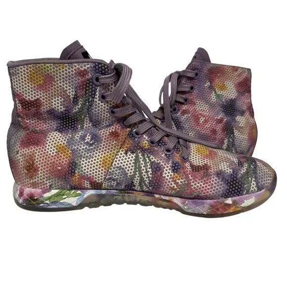 Nobull Outwork High-Top Floral Purple Weight Training Shoes Workout Size 8.5