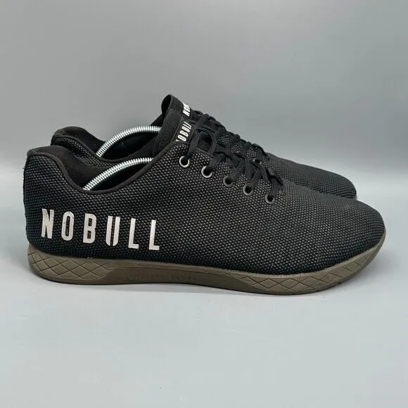 NOBULL SuperFabric Mens 13 Black Green Athletic Shoes Lace Low Trainer Sneakers