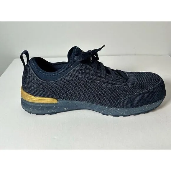 NWB Skechers Womens Bulkin-Balran Comp Toe Work Shoes Sneakers Navy Gold Size 8