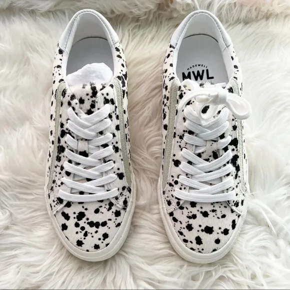 NWOB Madewell Sidewalk Low-Top Sneakers in Spatter-Painted Calf Hair