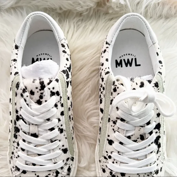 NWOB Madewell Sidewalk Low-Top Sneakers in Spatter-Painted Calf Hair