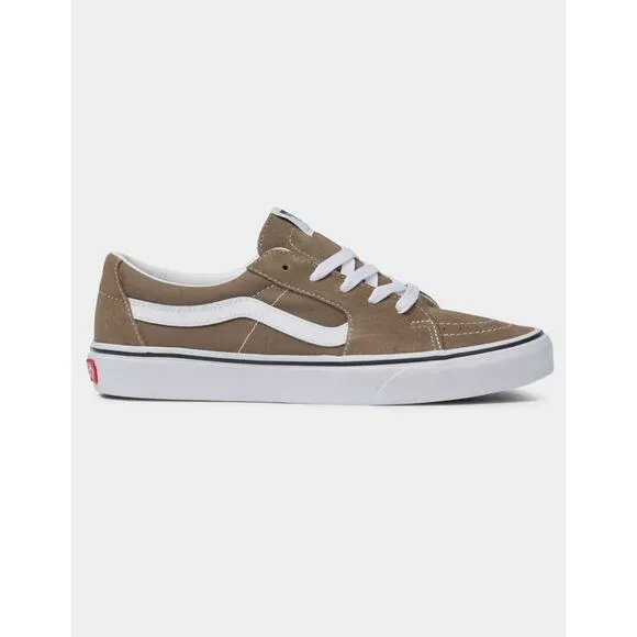 NWOB VANS Sk8 Low Shoes Sneaker Taupe White Leather Suede Lace Up M8.5 W…