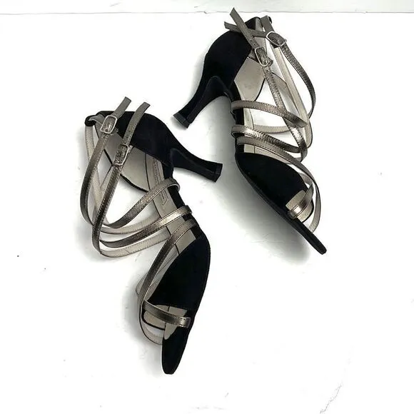NWOB Werner Kern Dance Shoes Eva Black/Antique Suede /Leather 3” Heels US 10,5