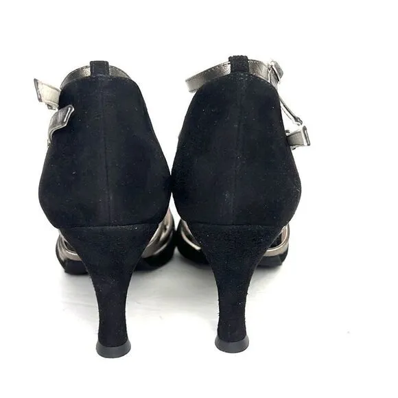 NWOB Werner Kern Dance Shoes Eva Black/Antique Suede /Leather 3” Heels US 10,5