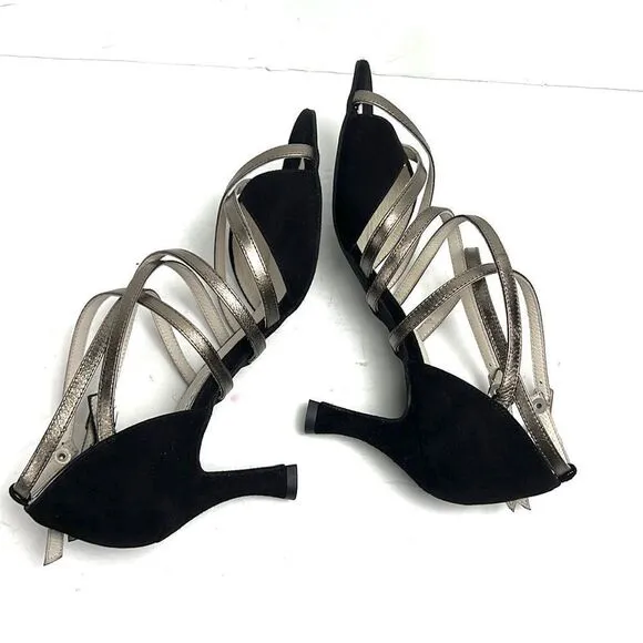 NWOB Werner Kern Dance Shoes Eva Black/Antique Suede /Leather 3” Heels US 10,5