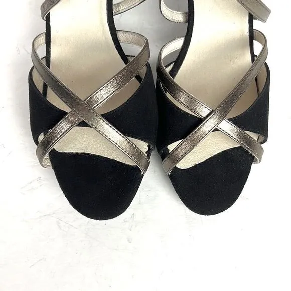 NWOB Werner Kern Dance Shoes Eva Black/Antique Suede /Leather 3” Heels US 10,5
