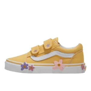 NWOT TODDLER OLD SKOOL V SHOES BANANA YELLOW FLORAL APPLIQUÉS LOW TOP SIZE 10.5
