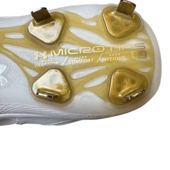 NWOT Under Armour Womens Glyde MT Softball Cleats White Metallic Gold Size 9