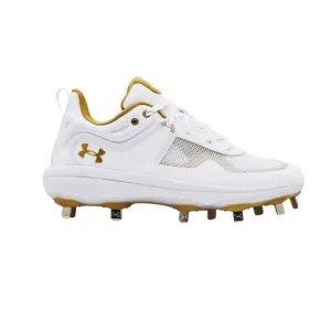 NWOT Under Armour Womens Glyde MT Softball Cleats White Metallic Gold Size 9