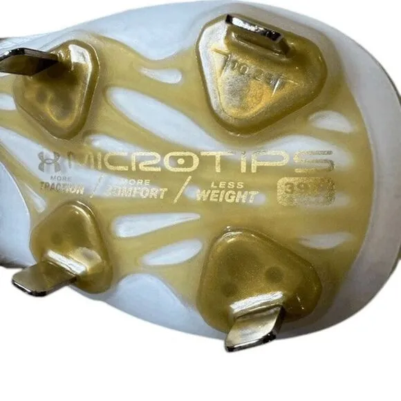 NWOT Under Armour Womens Glyde MT Softball Cleats White Metallic Gold Size 9