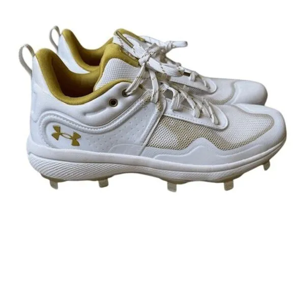 NWOT Under Armour Womens Glyde MT Softball Cleats White Metallic Gold Size 9