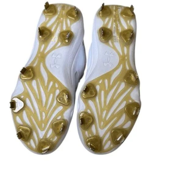 NWOT Under Armour Womens Glyde MT Softball Cleats White Metallic Gold Size 9