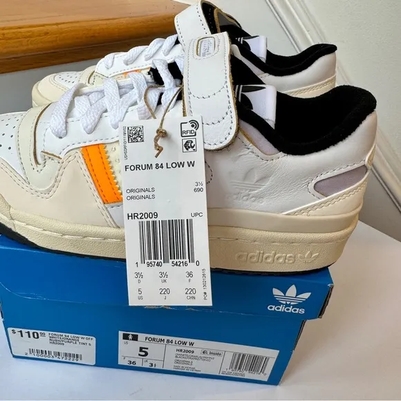 NWT Adidas Forum Low 84 Women’s Sneakers Off White Orange Rush Purple Tint Shoes