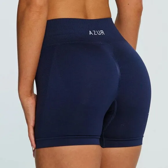 NWT Azur Fit Pro Seamless Bike Shorts 4.5&quot; Women's S Lake Blue