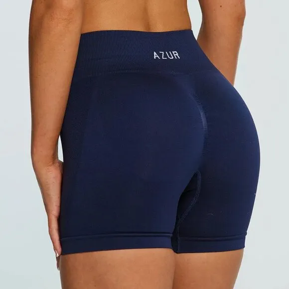 NWT Azur Fit Pro Seamless Bike Shorts 4.5&quot; Women's S Lake Blue
