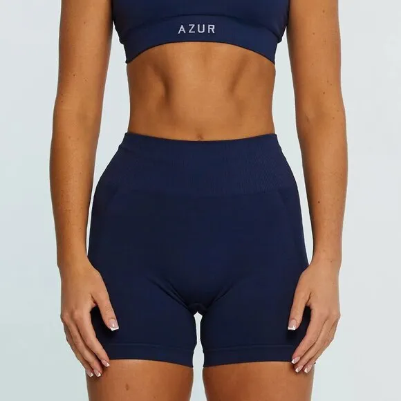 NWT Azur Fit Pro Seamless Bike Shorts 4.5&quot; Women's S Lake Blue