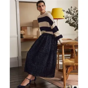 NWT Boden Rachael Midi Navy Ruffle Tiered Skirto