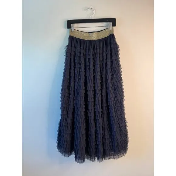 NWT Boden Rachael Midi Navy Ruffle Tiered Skirto