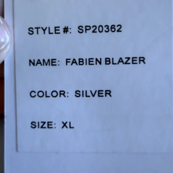 NWT Generation Love Fabien Silver shimmer satin blazer ruched sleeves size XL