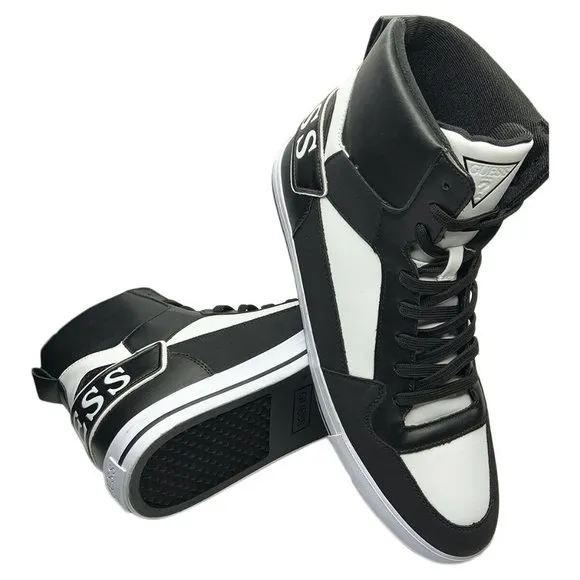 NWT GUESS PASQ AUTHENTIC MEN'S BLACK HIGH TOP SNEAKERS SHOES SIZE 12 13