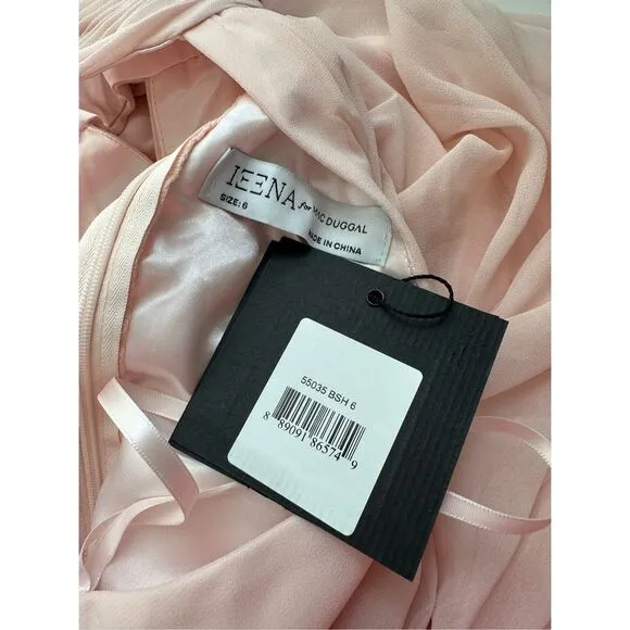 NWT Mac Duggal Chiffon High Neck Ruched Sleeveless A-Line Gown Blush Pink Size 6
